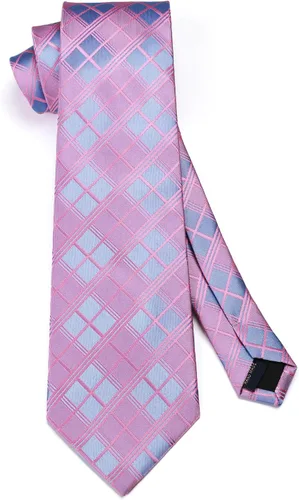 Miniatura 231 de HISDERN Conjunto de corbata a cuadros a cuadros pañuelo tejido clásico formal para hombre corbata y bolsillo cuadrado