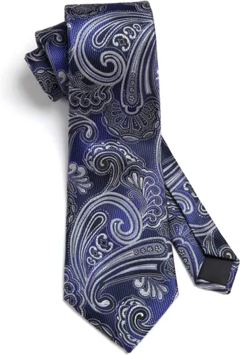 Miniatura 103 de HISDERN Corbatas para hombre, corbata de cachemira y bolsillo cuadrado tejido clásico floral para hombre, corbata de fiesta de boda