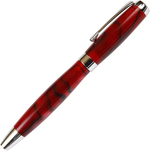 Miniatura 4 de Pluma estilográfica Toscana roja y negra, cuerpo brillante marmoleado Rojo & negro