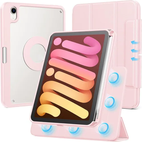 Miniatura 19 de SPARIN Funda para iPad mini 7 A17 Pro 2024/iPad Mini 6 2021 de 8.3 pulgadas, cubierta magnética desmontable, soporte vertical/horizontal con soporte