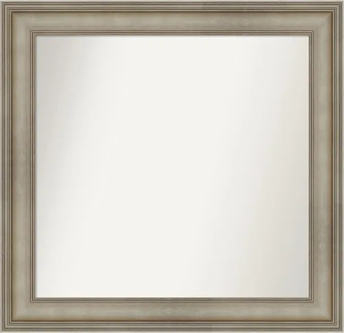 Miniatura 387 de Amanti Art Espejo de baño plateado para sobre el fregadero, 26 x 26 pulgadas, espejo cuadrado de plata antigua, marco de madera tradicional mediano