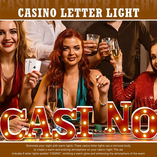 Miniatura 5 de Aurelema Casino 6.3" Letras de cartel de noche de cine para fiestas, cartel de luz de marquesina alimentado por batería, luces LED de letras