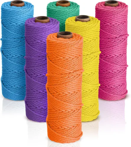 Miniatura 16 de 6 rollos de cuerda de macramé de 0.118 pulgadas x 328 yardas, cuerda de algodón de colores para bricolaje, colgar plantas, manualidades, suministros