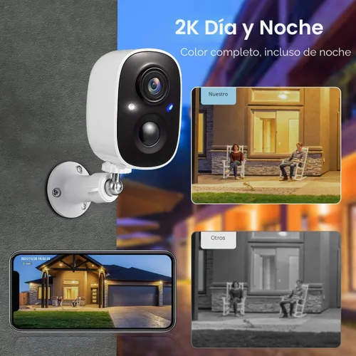 Miniatura 2 de GMK Cámaras de seguridad inalámbricas para exteriores, visión nocturna a color 2K, detección de movimiento AI, conversación de 2 vías, funciona