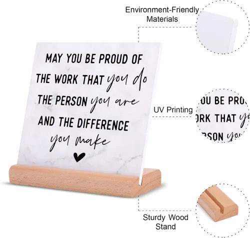 Miniatura 6 de Regalos para compañeros de trabajo para mujeres y hombres, regalo de oficina para compañeros de trabajo, placa inspiradora de decoración