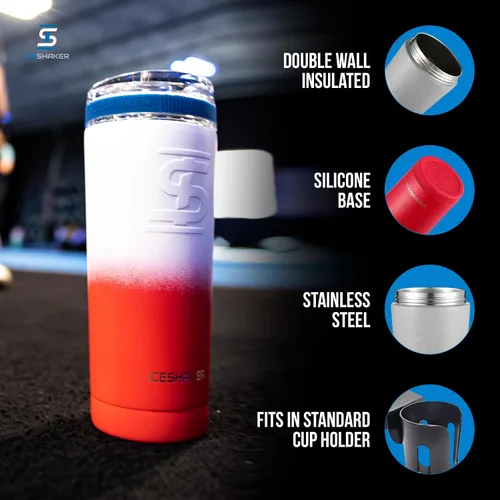 Miniatura 2 de Ice Shaker Vaso de 26 onzas, botella de agua aislada con popote, botella de acero inoxidable, como se ve en Shark Tank, botella de agua con pajita