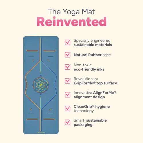 Miniatura 3 de Colección de esterilla de yoga impresa Liforme - Incluye bolsa de yoga gratis - Sistema de alineación patentado, agarre tipo guerrero, Arco