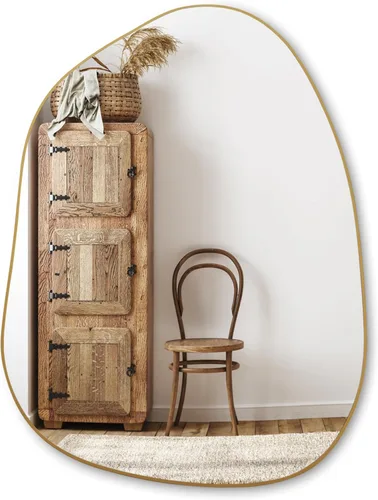 Miniatura 9 de PERFNIQUE - Espejo de pared irregular asimétrico, espejo dorado de 32"x24" para baño, dormitorio, sala de estar, entrada, decoración moderna boho