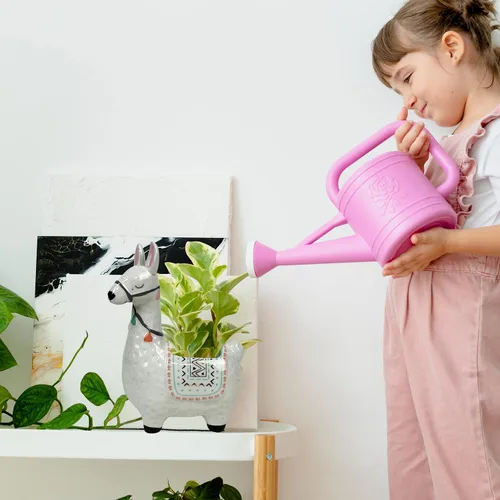 Miniatura 7 de Maceta de llama de cerámica para plantas suculentas, bonita decoración de alpaca para el hogar, oficina, 8 1/2 pulgadas de alto con agujeros