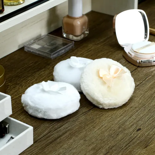 Miniatura 5 de 4 polvos esponjosos grandes, soplos de polvo blanco, soplos de polvo para polvo facial, soplo de polvo corporal ultra suave, soplo de polvo corporal