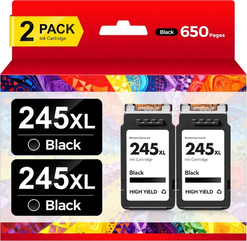 245XL PG-245XL - Tinta negra para Canon 245XL PG245XL 245 compatible con Canon PIXMA MX490 TS202 TR4520 MG2525 TS3322 TS3320 TS3522 TS302 TR4720
