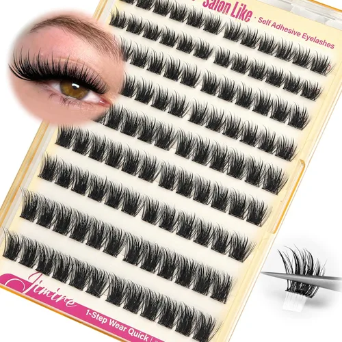 Miniatura 15 de JIMIRE Pestañas postizas de aspecto natural, pestañas postizas esponjosas y finas, pestañas de ojo de gato con banda fina, pestañas postizas