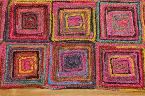 Miniatura 7 de Natural Jute Collection - Alfombra cuadrada de 3 x 3 pies, alfombra de yute trenzada a cuadros multicolor de 0.27 pulgadas de grosor, ideal