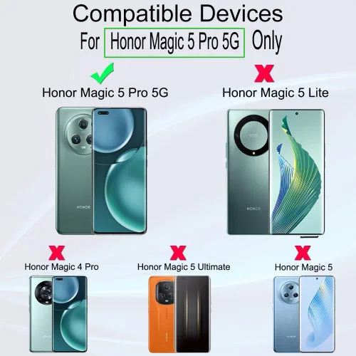 Miniatura 2 de Ibywind Protector de pantalla para Honor Magic 5 Pro 5G (6.81 pulgadas), paquete de 2 + 1 protector de lente de cámara + 1 película trasera