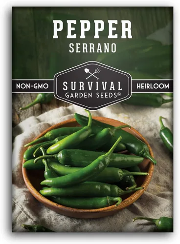 Miniatura 10 de Semillas de pimiento serrano mexicano para plantar Semillas de chile picante fresco y pimiento verde – Variedad tradicional sin OMG para salsa