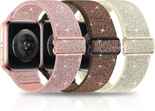 Miniatura 14 de Paquete de 3 bandas elásticas brillantes compatibles con Apple Watch Band de 1.99 pulgadas, 1.49 pulgadas, 1.57 pulgadas, 1.57 pulgadas, 1.61