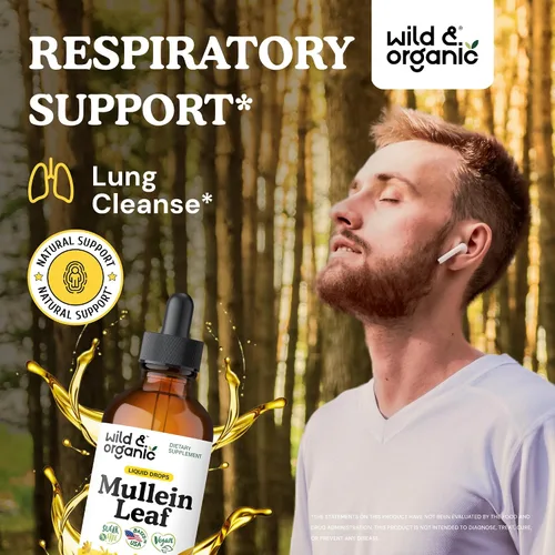 Miniatura 2 de Wild & Organic Gotas de gordolobo para pulmones - Limpieza y desintoxicación de hierbas - Extracto líquido de hoja de gordolobo para pulmones