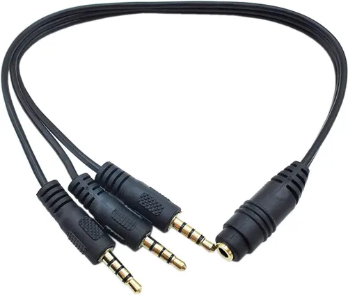 Miniatura 3 de Cable divisor de audio estéreo de 0.138 in, chapado en oro de 0.138 in (1/8 pulgadas), TRS hembra a conector estéreo macho de 0.118 x 0.138 in