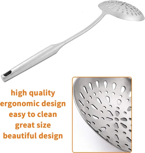 Miniatura 5 de TBWHL Espumadera Cuchara Ranurada, Cucharas Ranuradas para Cocinar, Cuchara Ranurada de Acero Inoxidable 304 Resistente con Mango Ergonómico al