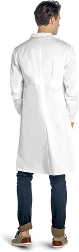 Miniatura 7 de Professional Lab Coat Howie Style Classic Fit Mandarin Collar Cuffed Sleeves Unisex White 43 Inch Length