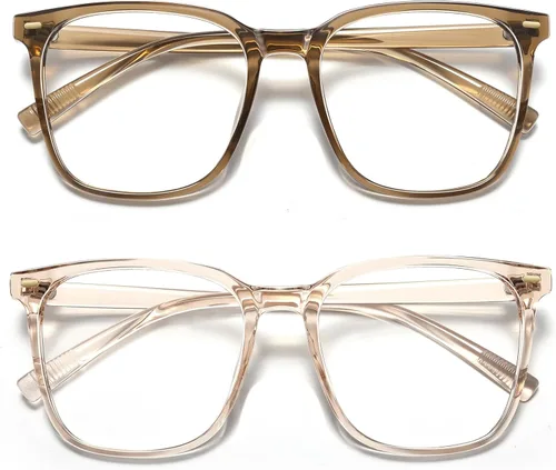 Miniatura 18 de Oversized Square Blue Light Blocking Glasses for Women Men, Anti-Fatigue Computer Monitor Glasses Reduce Eye Strain Negro+marrón transparente