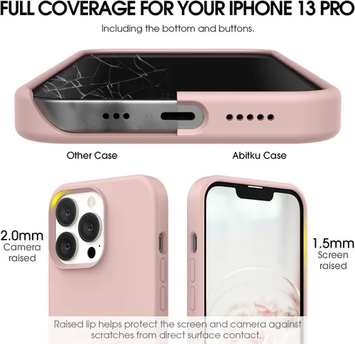 Miniatura 2 de Funda compatible con iPhone 13 Pro 2021, silicona líquida de gel suave de goma de 3 capas de cobertura completa