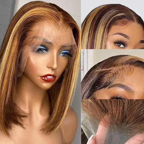 Miniatura 7 de Skouty Peluca de cabello humano Kinkycurly de 13 x 4 con encaje frontal, pelucas de cabello humano de densidad 180 sin pegamento, pelucas