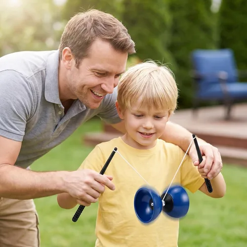 Miniatura 5 de Diabolo - Juego de yoyo chino para niños y principiantes, tamaño pequeño de 4.7 pulgadas, juguete tradicional de malabarismo con varillas de fibra