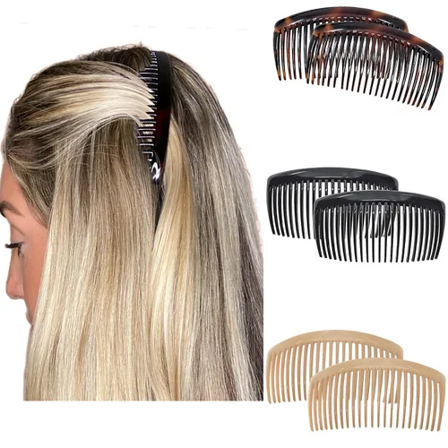 Miniatura 13 de Camila Paris CP3022 - Peines laterales franceses grandes, curvados, beige con torsión francesa para el cabello, decorativas, pinzas de sujeción