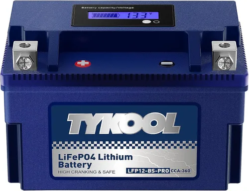 Miniatura 12 de TYKOOL YTX4L-BS-Pro Batería de litio de alto rendimiento para motocicleta, 180CCA 12.8V 3Ah LiFePO4, batería para deportes de motor, con BMS