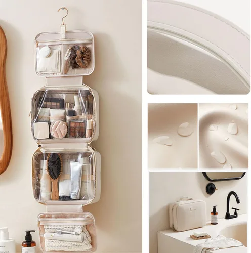 Miniatura 3 de Bolsa cosmética portátil de gran capacidad, Productos para el cuidado de la piel, Bolsa de almacenamiento de cepillo de maquillaje, Bolsa de Rosa