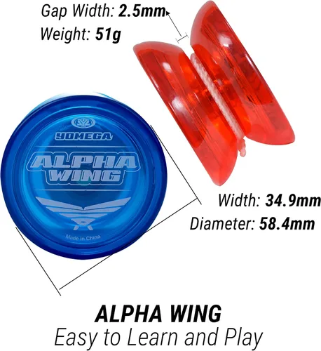 Miniatura 3 de Yomega Yoyo de ala alfa 3X, yoyo de eje fijo diseñado para principiantes. Juego de trucos de cuerdas y entusiastas del eje fijo (clásico)