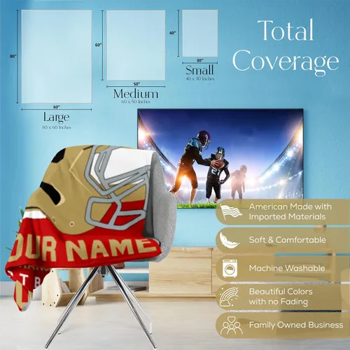 Miniatura 17 de Manta personalizada para fanáticos del fútbol americano – Se envía al día siguiente – Hecha en Estados Unidos – Manta de vellón personalizada