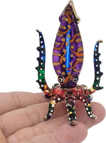 Miniatura 8 de WitnyStore Figura pequeña de pulpo arcoíris punteado dorado de 5½ pulgadas, pulpos de vidrio soplado a mano, calamares, sepia, moluscos marinos