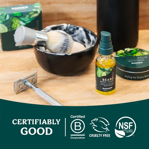Miniatura 11 de Badger Kit de aseo para barba, aceite para barba y bálsamo para barba, Babassu y jojoba, certificado orgánico, acondicionador sin enjuague