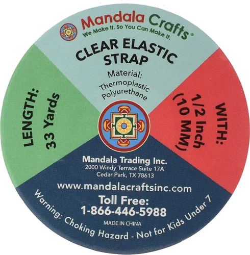 Miniatura 3 de Mandala Crafts 1/2 pulgada ligero y transparente elástico para coser – 33 yardas invisible transparente correas elásticas transparentes