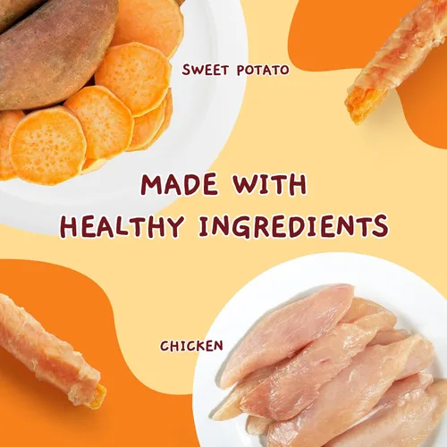 Miniatura 2 de Jungle Calling Golosinas para perros, batata envuelta en pollo sin piel, sin gluten y granos, mordeduras masticables para una nutrición equilibrada