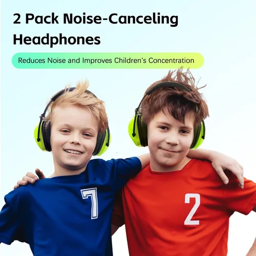 Miniatura 6 de 2 Pack HZ015 Orejeras de protección para niños, orejeras de seguridad duraderas con cancelación de ruido, verde+verde