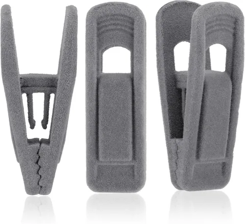 Miniatura 14 de Tinfol Clips de terciopelo para colgar, paquete de 50 clips de terciopelo para pantalones grises, clip para colgar ropa, alfiler de ropa de apertura