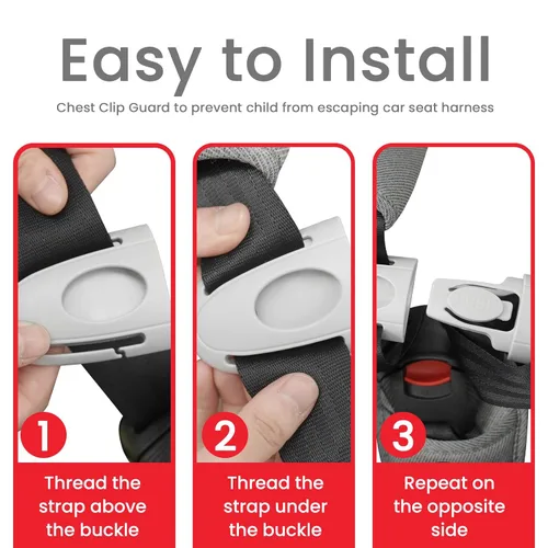 Miniatura 5 de Clip universal para arnés de pecho de asiento de automóvil para niños, ajustador de cinturón de seguridad para niños y protector de hebilla Gris