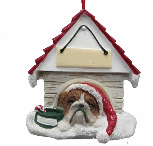 Adorno de bulldog un gran regalo para propietarios de bulldog pintado a mano y fácilmente personalizado "adorno de caseta de perro" con parte
