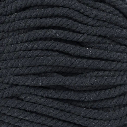 Miniatura 58 de Cuerda de algodón trenzado súper suave de 3 hebras (negro, 1 pulgada x 10 pies)