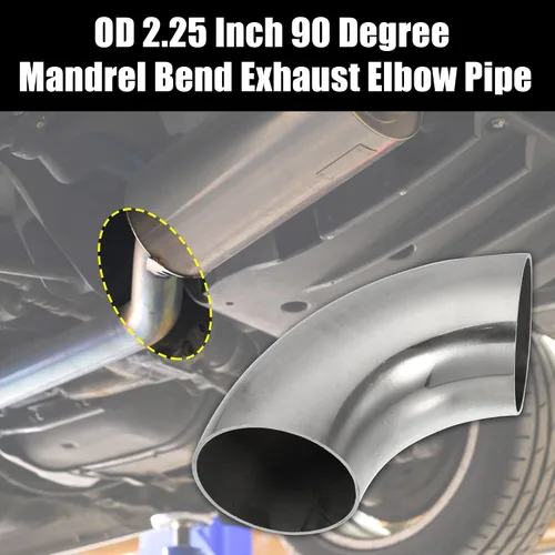 Miniatura 2 de X AUTOHAUX 2 piezas OD 2.25 pulgadas 90 grados 1.5mm de espesor Codo curvo de mandril SS304 de acero inoxidable tubo curvado para tubo de escape