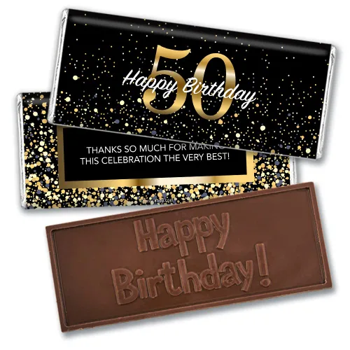Miniatura 10 de Envolturas personalizadas para fiestas de cumpleaños de 50 años de 24 quilates para barras de chocolate (24 unidades) - Caramelo no incluido