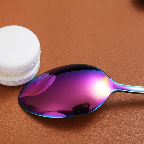 Miniatura 7 de Berglander - Juego de 4 cucharaditas de 6.5 pulgadas, acero inoxidable, chapado en titanio, brillante, multicolor, cucharas de té coloridas, cuchara