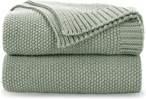 Miniatura 14 de CozeCube Manta verde oliva de punto trenzado suave y acogedora para cama, sofá, sala de estar, manta decorativa de Navidad ligera y cálida, 50 x 60