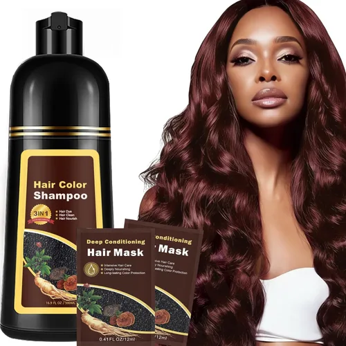 Miniatura 9 de Champú de tinte para el cabello 3 en 1 para mujeres y hombres, rica coloración de raíz a punta con extractos naturales, 3-4 semanas de duración