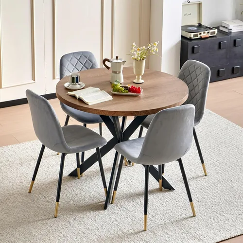 Miniatura 15 de Juego de 2 sillas de comedor de terciopelo azul marino, sillas tapizadas de cocina y comedor con patas de metal, sillas decorativas modernas