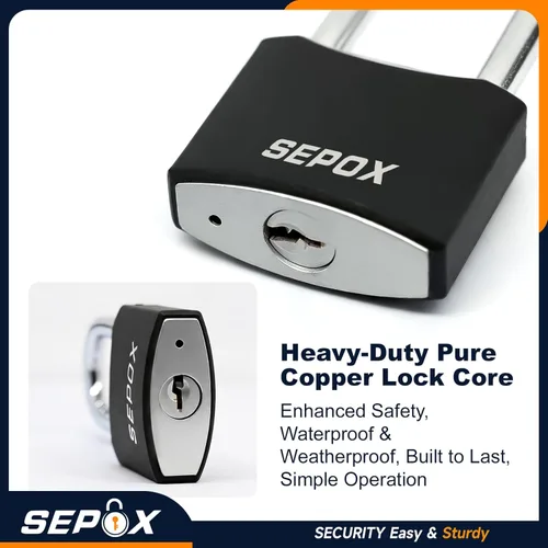 Miniatura 3 de SEPOX® Twins - Candados para exteriores resistentes a la intemperie de 1-9/16 pulgadas con la misma llave, grillete largo, cerradura de acero 2 pzas