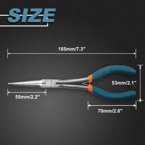 Miniatura 6 de SPEEDWOX Alicates de punta de aguja de largo alcance de 7 pulgadas con dientes, alicates de bucle de alambre de precisión extra largos para hacer
